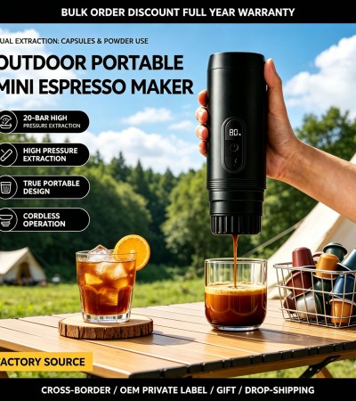 Wireless Outdoor Portable Mini Espresso Machine 19BAR High-Pressure Extraction Dual-Use Capsule/Powder Coffee